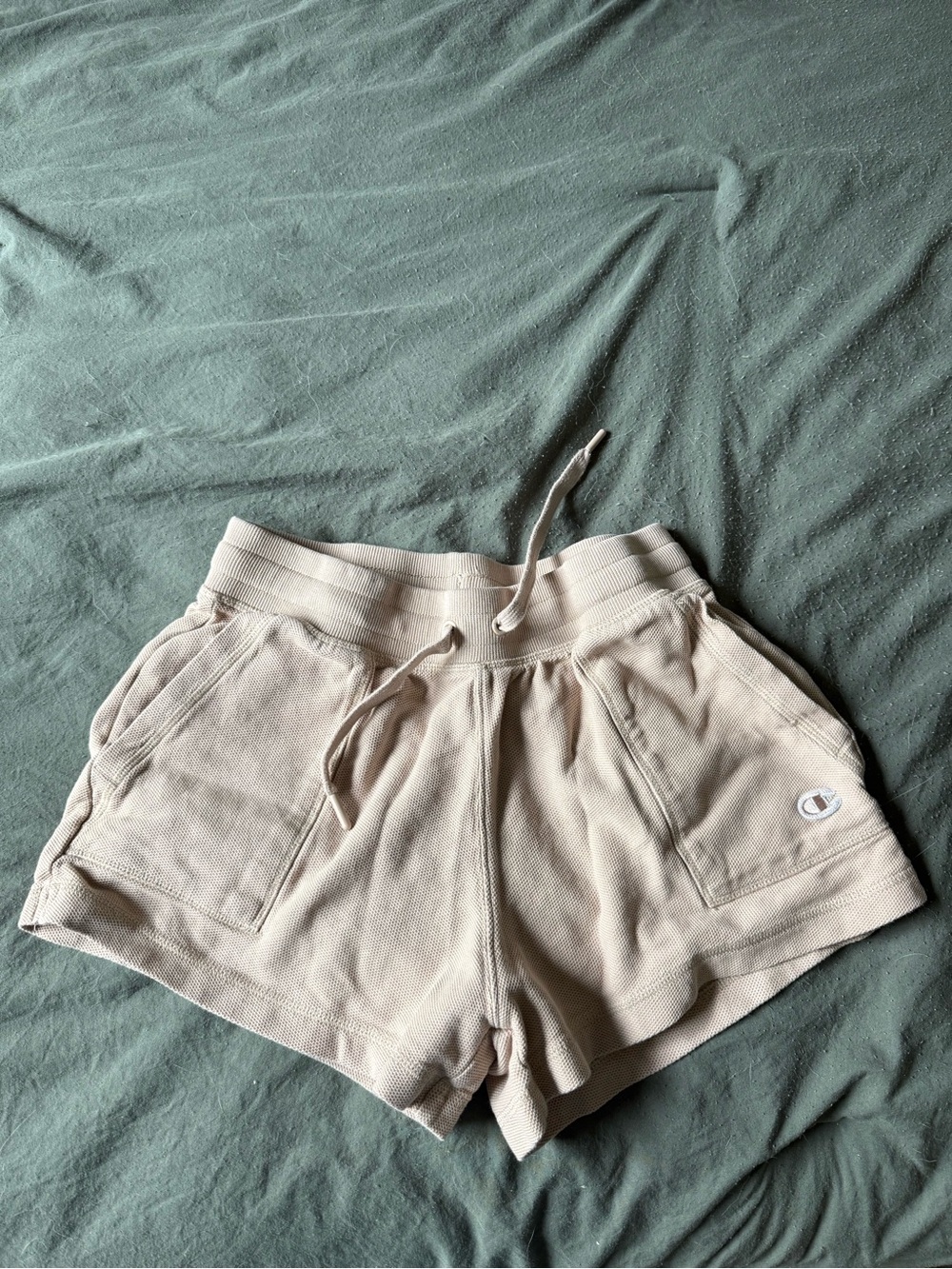 Champion Women's Beige Terry Drawstring Athletic Shorts